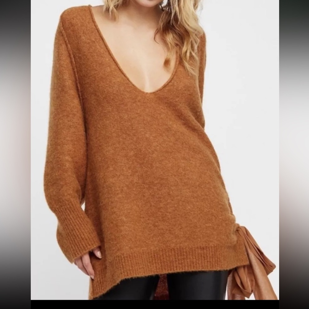 Free People Soft Harmony Cashmere Blend Tie Sweater